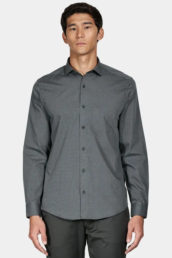 Camisa Regular Tricoline Micro Xadrez Verde Com Branco - G