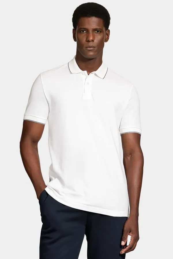 Polo Manga Curta Friso Fino Gola Off White - XGG