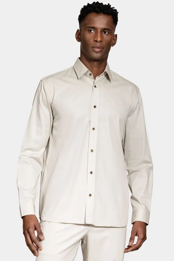 Camisa Manga Longa Regular Algodão Sarja Empire Areia - G