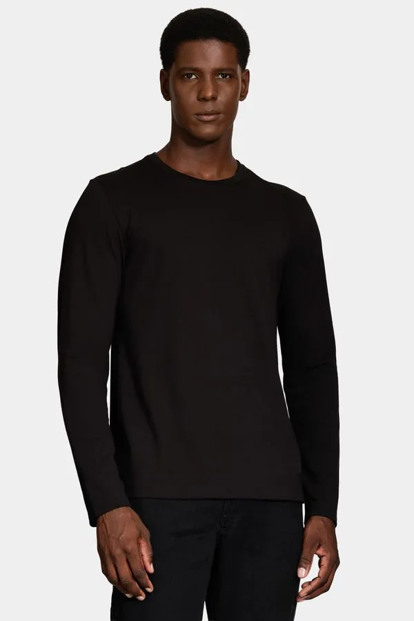Camiseta Manga Longa Piquet Peruano Preto - M
