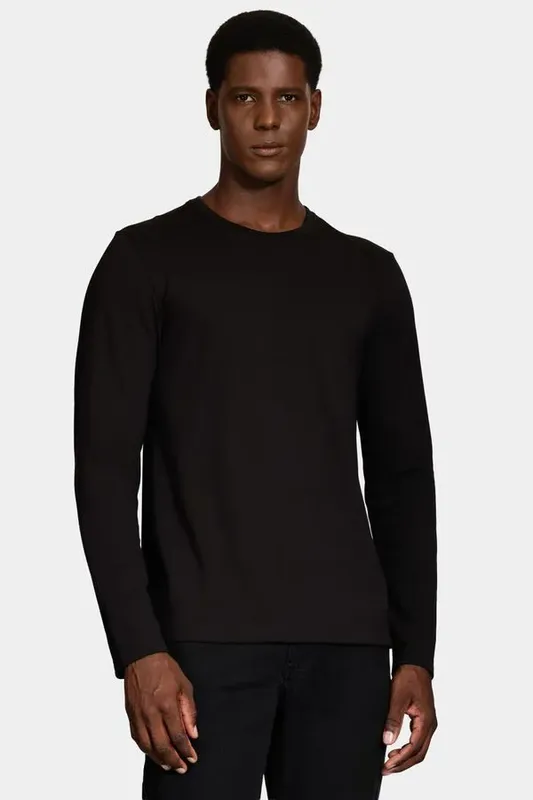 Camiseta Manga Longa Piquet Peruano Preto - XXG