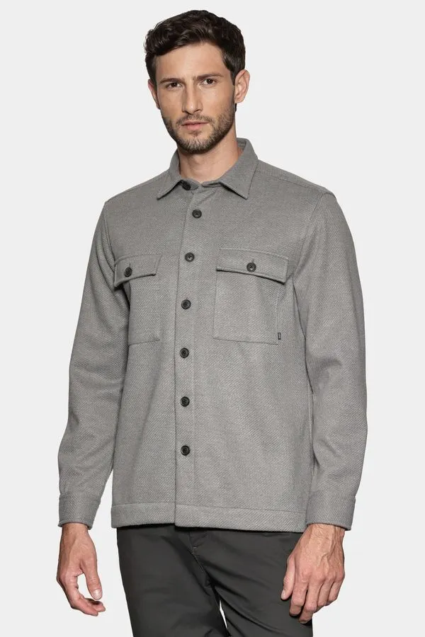 Camisa Manga Longa Overshirt Feltro Fall Cinza - P