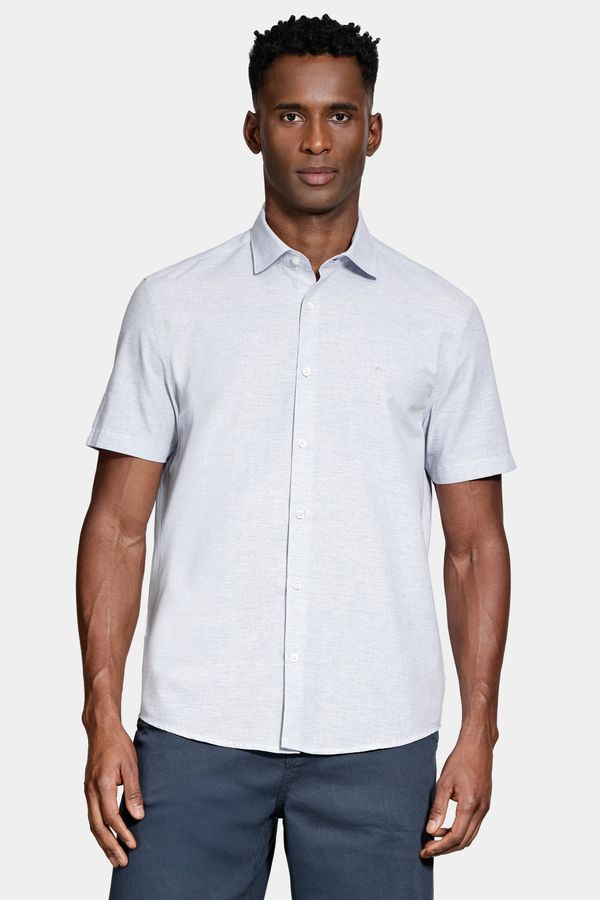 Camisa Regular Algodão Mescla Manga Curta Azul - GG