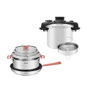 Kit Tefal Opti’Space: Panelas + Panela de Pressão Inox