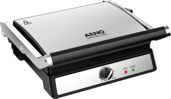 Super Grill e Sanduicheira Arno Inox com Abertura 180 Graus e Placas Antiaderentes GGRA Super Grill Arno Inox GGRA - 220V