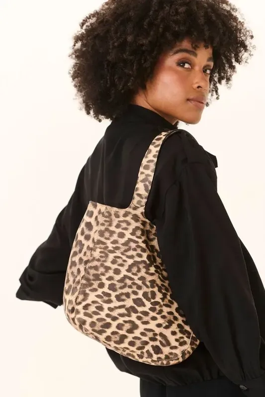 BOLSA COURO ANIMAL PRINT BEGE - UN