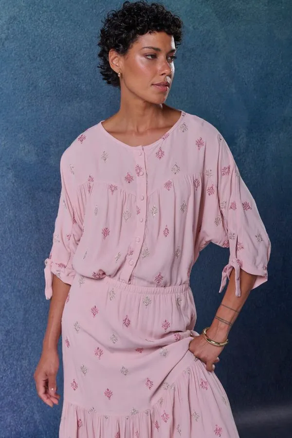 BLUSA NÓ MIX BORDADOS ROSA - 38