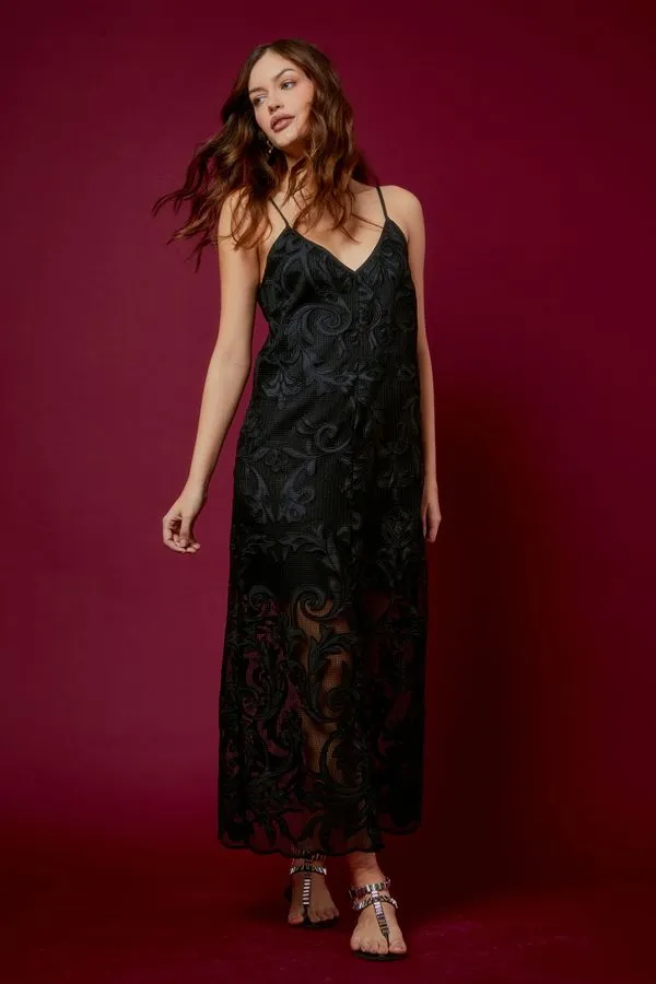 VESTIDO BORDADO ARABESCO WINTER PRETO - 36