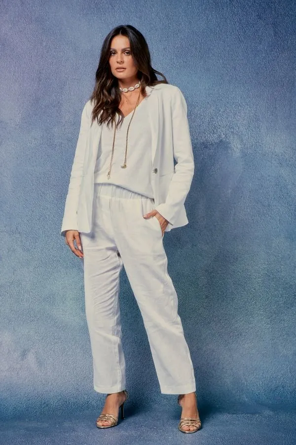 CALÇA LINHO DETALHE OFF WHITE - 36