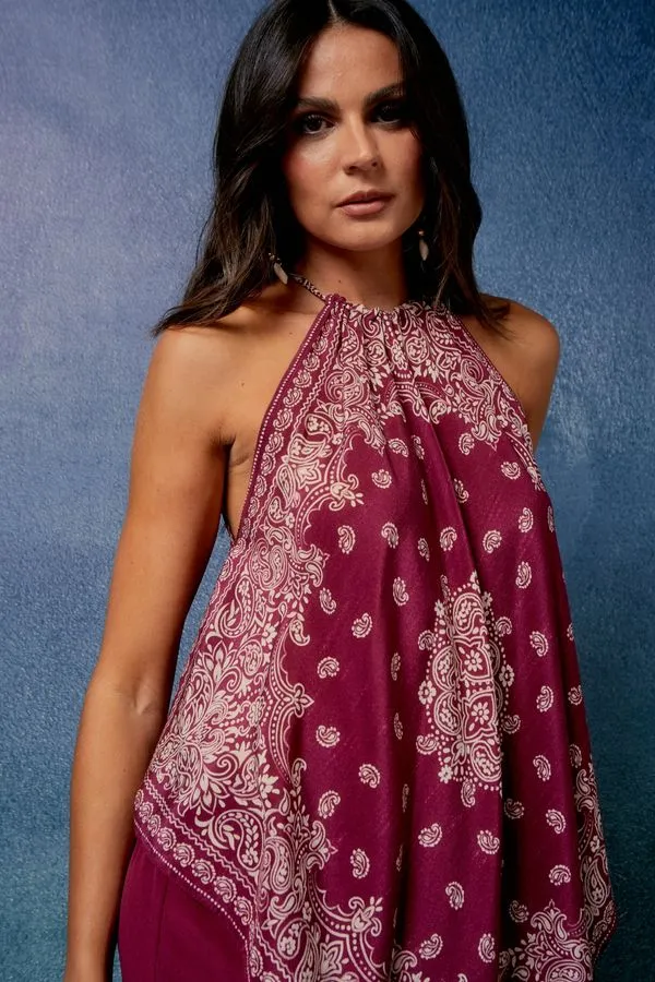 BLUSA ASSIMETRICA ESTAMPA MERAKI ROSA ESCURO - 40