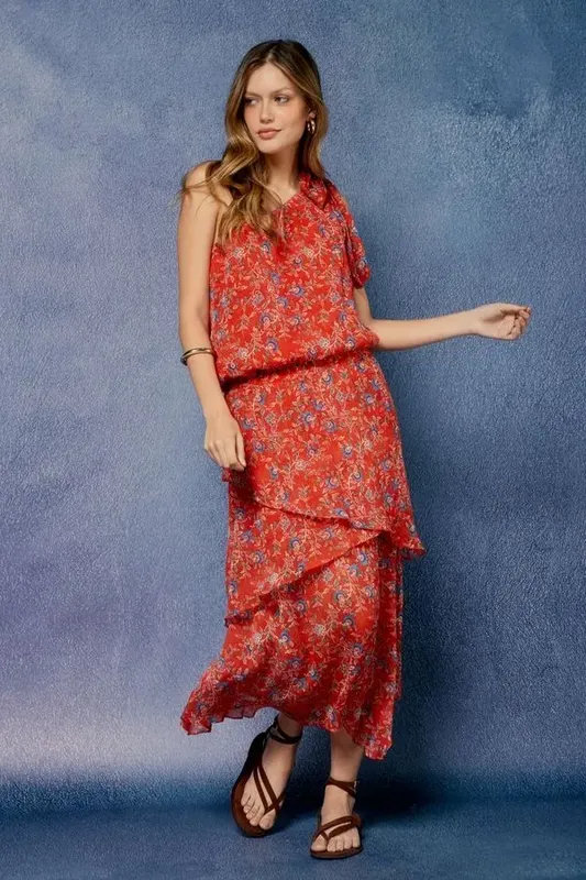 SAIA MIDI ESTAMPA HILARIS VERMELHO - 36