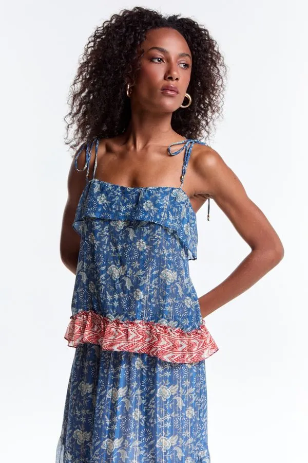 BLUSA BABADOS ESTAMPA SOLIS AZUL - 40