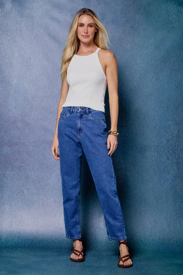 CALÇA JEANS MOM AZUL - 36