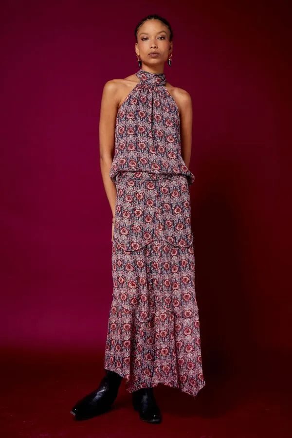 SAIA MIDI ESTAMPA MADA LUREX VERMELHO - 38