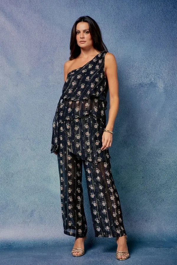 CALÇA ESTAMPA MELIA LUREX PRETO - 42