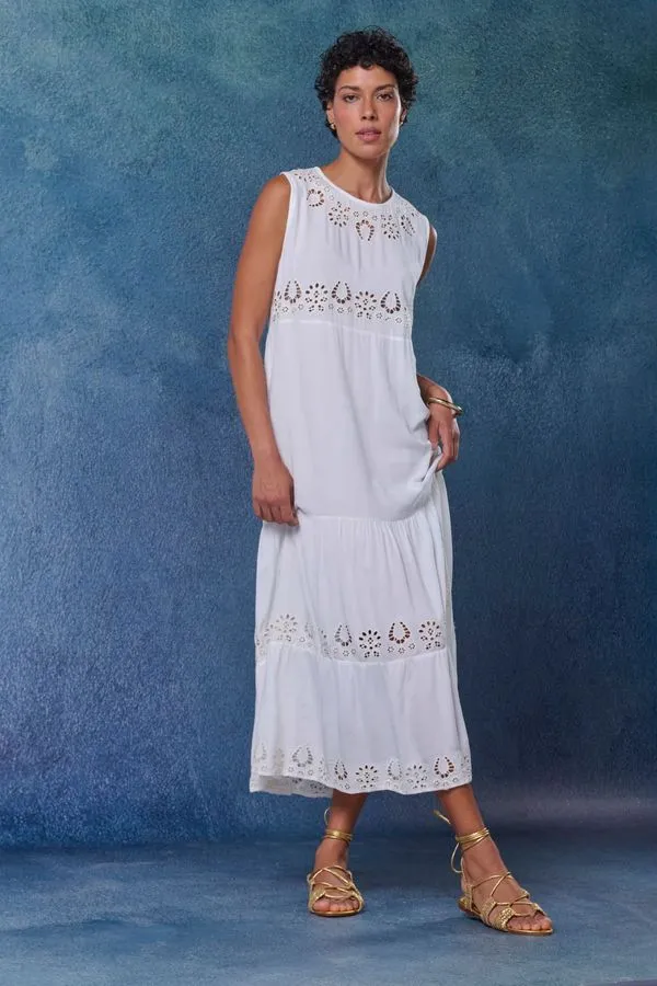 VESTIDO BORDADO RICHELIEU OFF WHITE - 38