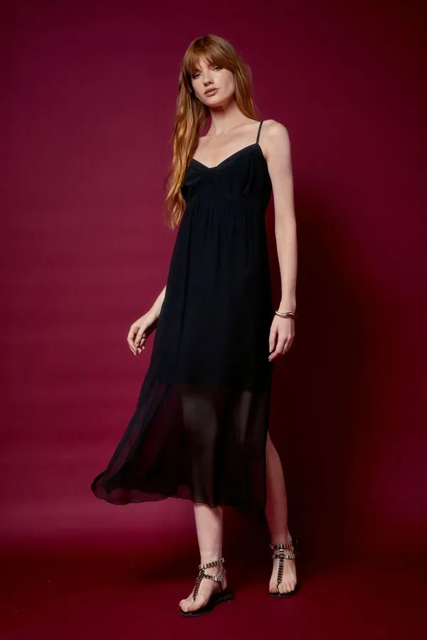 VESTIDO MIX SEDA PRETO - 36