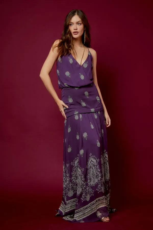VESTIDO LONGO BARRADO ESTAMPA AIDA BERINGELA - 42