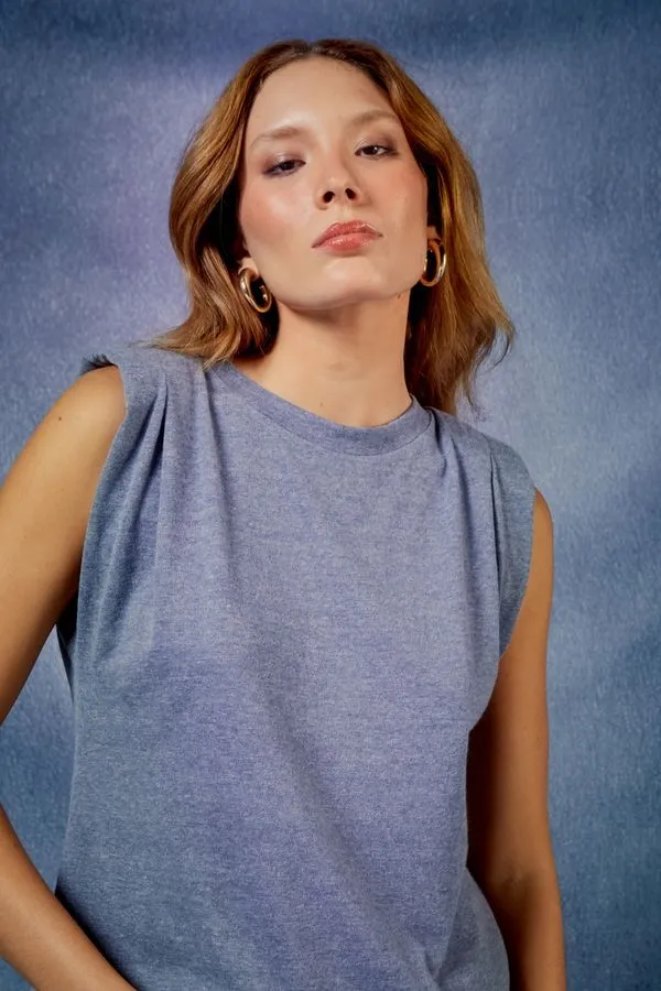 BLUSA DETALHE OMBRO MESCLA - P