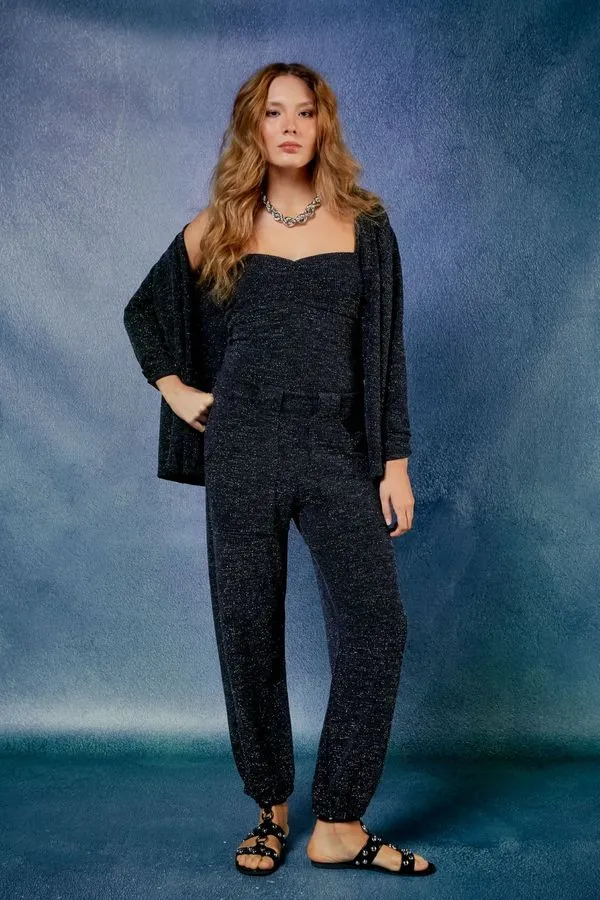 CALÇA TRICOT LUREX PRETO - PP