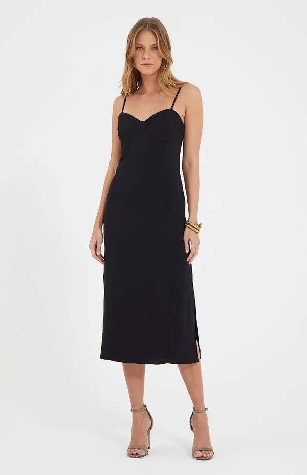 VESTIDO FENDAS LATERAIS PRETO - 38