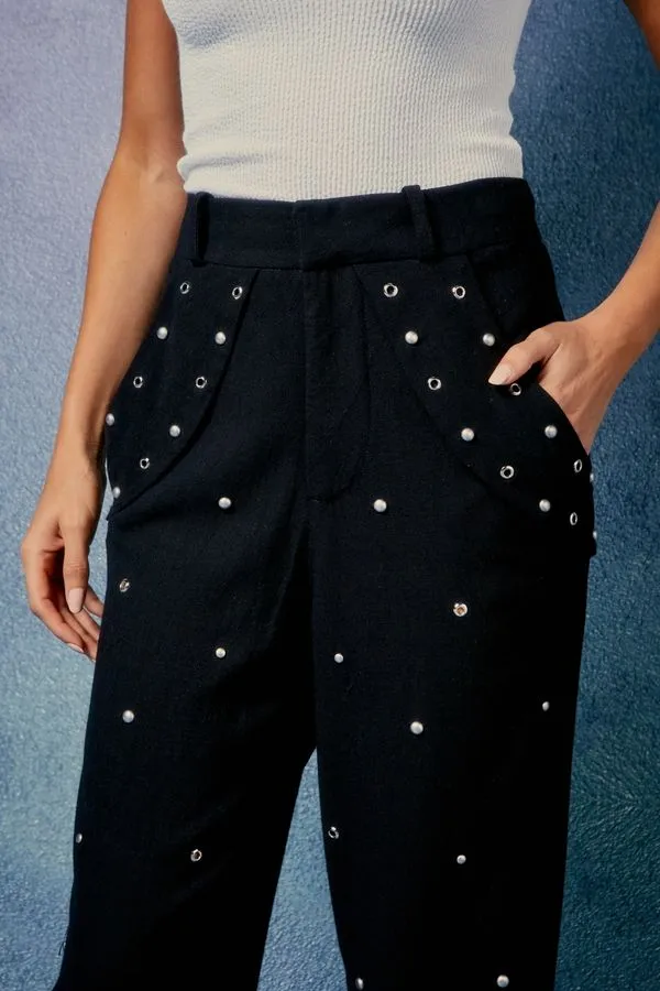 CALÇA DETALHE TACHAS PRETO - 44