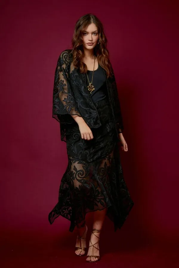 SAIA BORDADO ARABESCO WINTER PRETO - 40