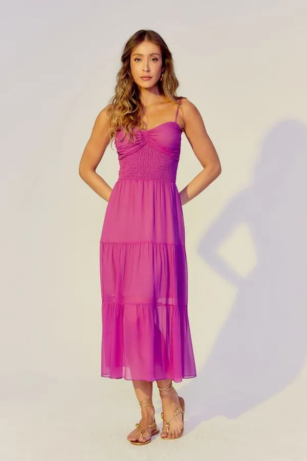 VESTIDO DRAP GEORGETE ROSA - 42