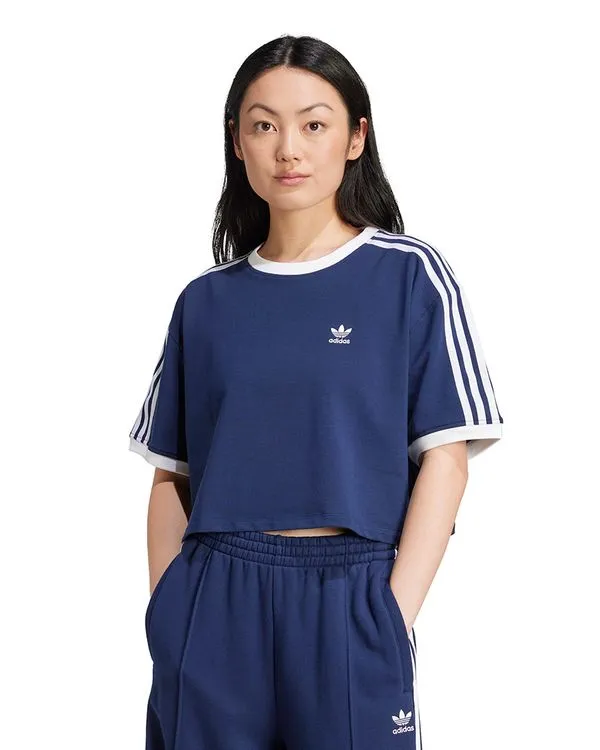 Camiseta adidas Folgada Cropped Adicolor 3 Listras Feminina - M