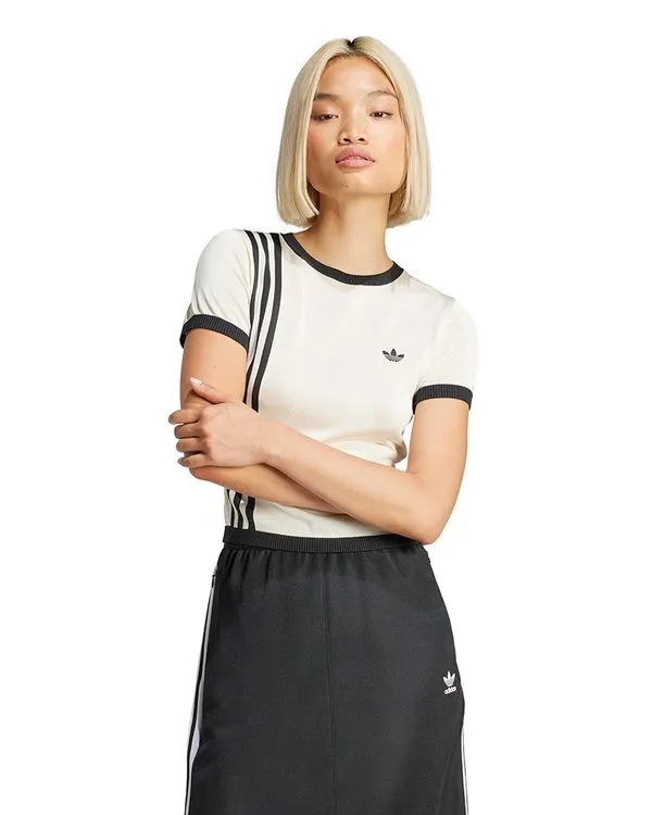 Camiseta adidas Knitted 3 Listras Feminina - PP