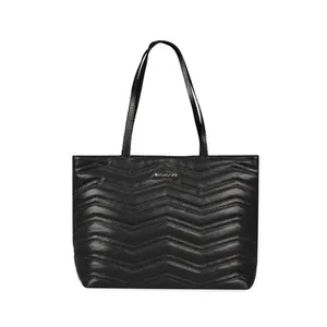 Bolsa Tote Feminina Grande ZigZag Couro Matelasse Grande Preta G / Preto