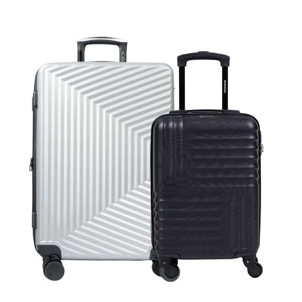 Conjunto de Malas ABS 4 Rodas Quebec PP 18,5" Preta e Stadium Média 23 Kg Prata 00185874580020018481440004
