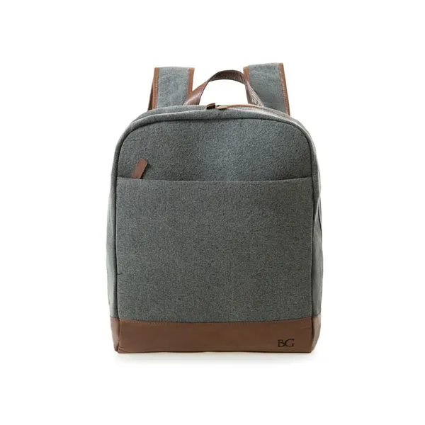Mochila Masculina de Couro com Lona para Notebook Paraty Cinza 0229531178001