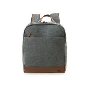 Mochila Masculina de Couro com Lona para Notebook Paraty Cinza 0229531178001