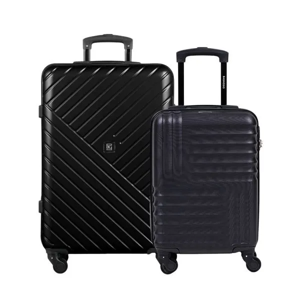 Conjunto de Malas ABS 4 Rodas Quebec PP 18,5" Preta e Detroit Média 23 Kg 26" Preta 00185874580020018640454004