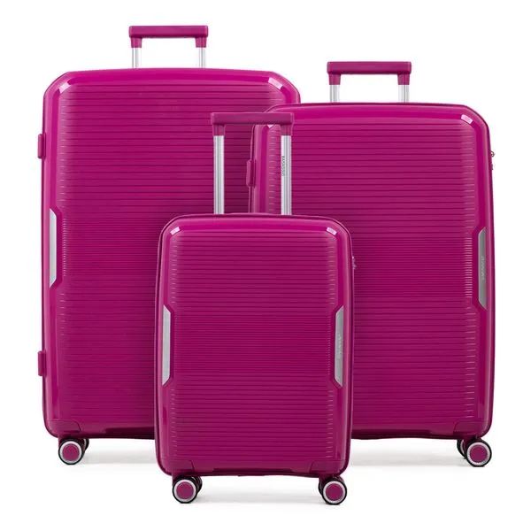 Conjunto de Malas Polipropileno 4 Rodas P, M e G Malta Rosa Escuro 001861056100300186115610040018612561005