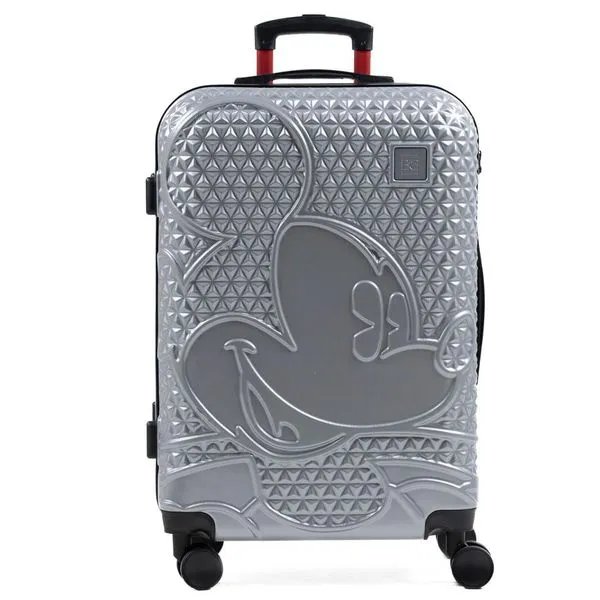 Mala Média 23 Kg ABS 4 Rodas Mickey Epcot Prata M / Prata
