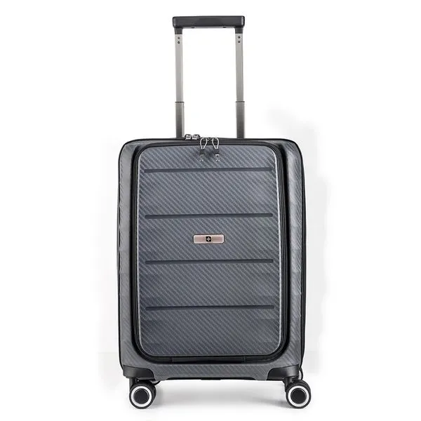 Mala de Bordo 10 kg PolipropileNÃO 4 Rodas com Porta Notebook SwissOne Genebra Cinza 0012817189003