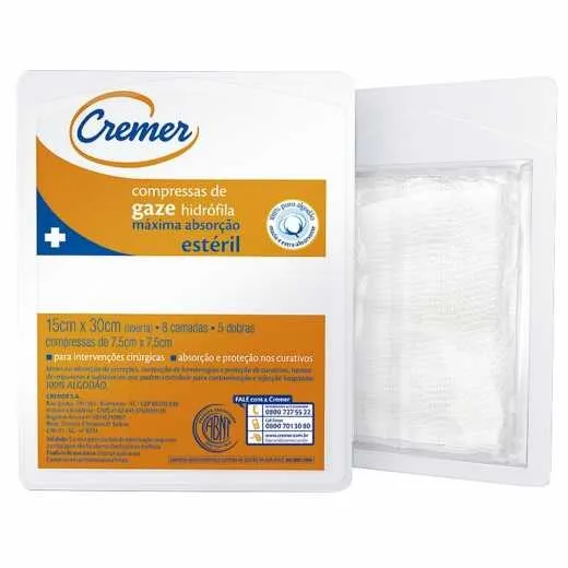 Compressa De Gaze Cremer 13 Fios 7,5x7,5cm 10 Unidades