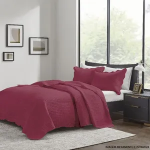 Kit Colcha Casal 3 Peças Corttex Milão Quadra Vermelho (MP)