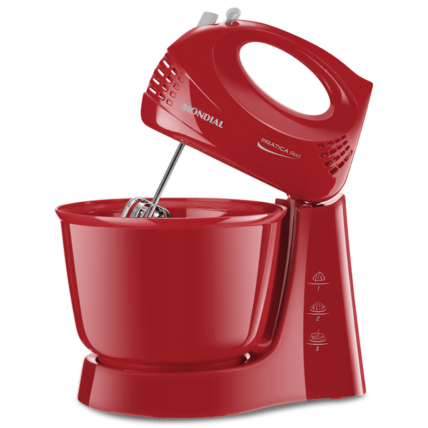 Batedeira Power Prática Mondial, 3 Velocidades + Pulsar, Vermelho - B45R 110V