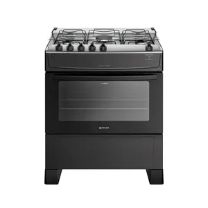 Fogão Atlas 5 Bocas Com Mesa de Inox Mônaco Top Preto Bivolt