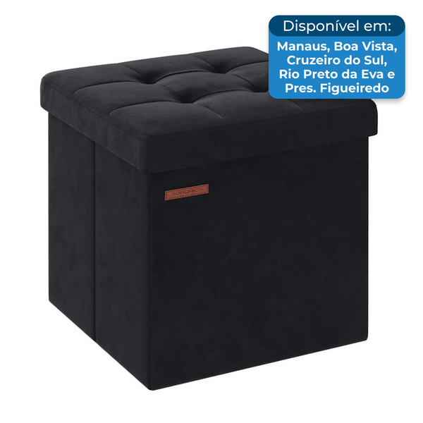Puff Dobrável Songmics 38cm Preto A-BI