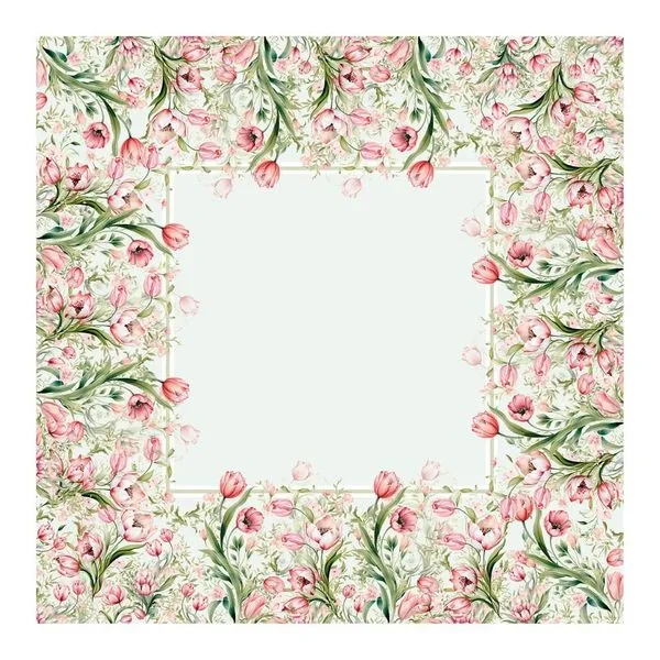 Toalha De Mesa NSW Decor 74x74cm Tulipas 6176 (MP)