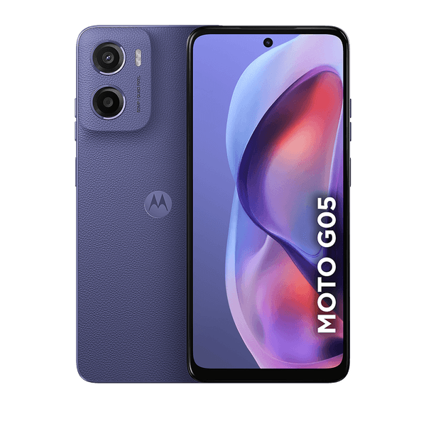 Smartphone Motorola Moto g05 128GB 12GB (4GB RAM + 8GB RAM Boost) e Camera 50MP com AI Bateria de 5200 mAh Tela 6.7" com Superbrilho - Violeta - Vegan Leather