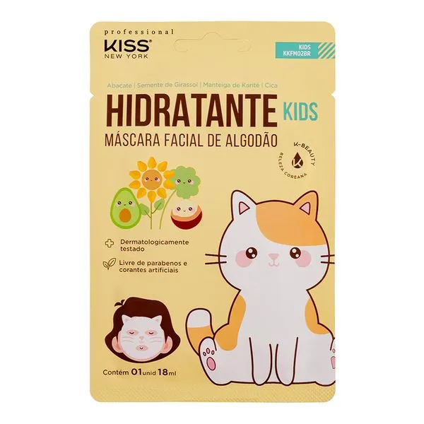 Máscara Facial Kiss New York Hidratante para Crianças 1 Unidade