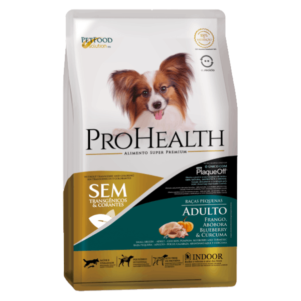 Ração ProHealth Cães Adultos Raças Pequenas Frango, Abóbora, Blueberry e Cúrcuma 10,1 kg