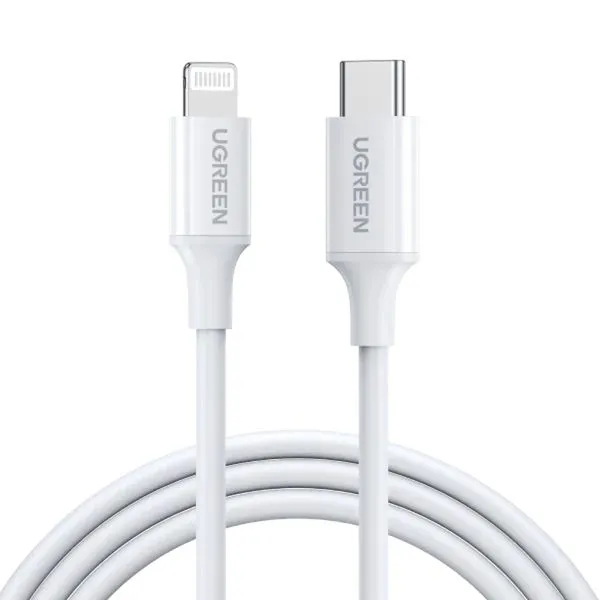 Cabo USB-C > Lightning Ugreen - 2m, MFI, Branco - US171
