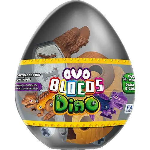Brinquedo Ovo Surpresa Fampar Blocos Dino Sortido