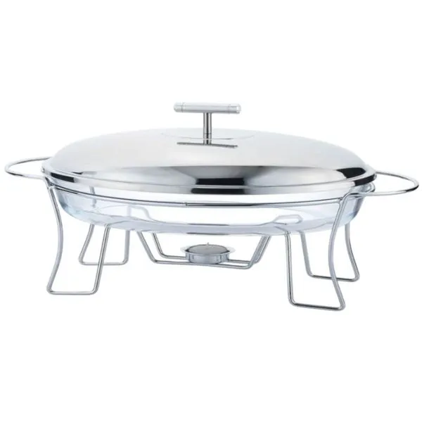 Rechaud Oval Mimo Style Vidro Com Tampa Inox 3 Litros RD23365 (MP)